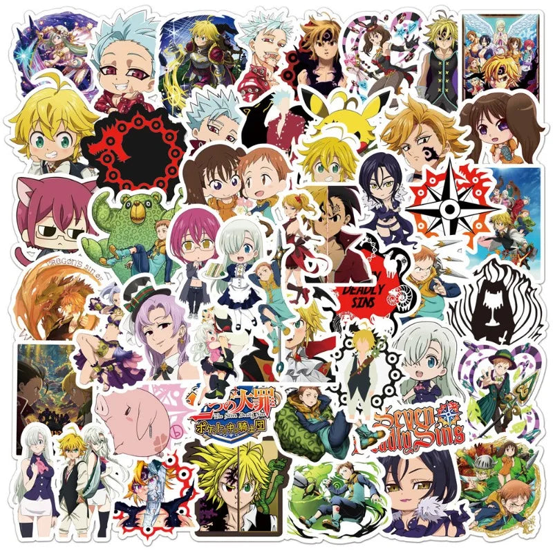 50pcs The Seven Deadly Sins Stickers for Luggage, Water Bottles, Phones, Laptops, Scooters, Refrigerators (ONLINE ORDER ONLY)
