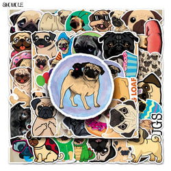Pug Dog Stickers Pack - Cute Cartoon Animal Decals for Car, Laptop, Skateboard, Guitar, Phone, Kids Gift (ONLINE ORDER ONLY)