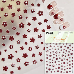 Peach Blossom Gradual Pink Petal Flower Line Bowknot Hot Stamping Halo Dyeing Delicate Adhesive Nail Art Sticker Manicure Decals (ONLINE ORDER ONLY)