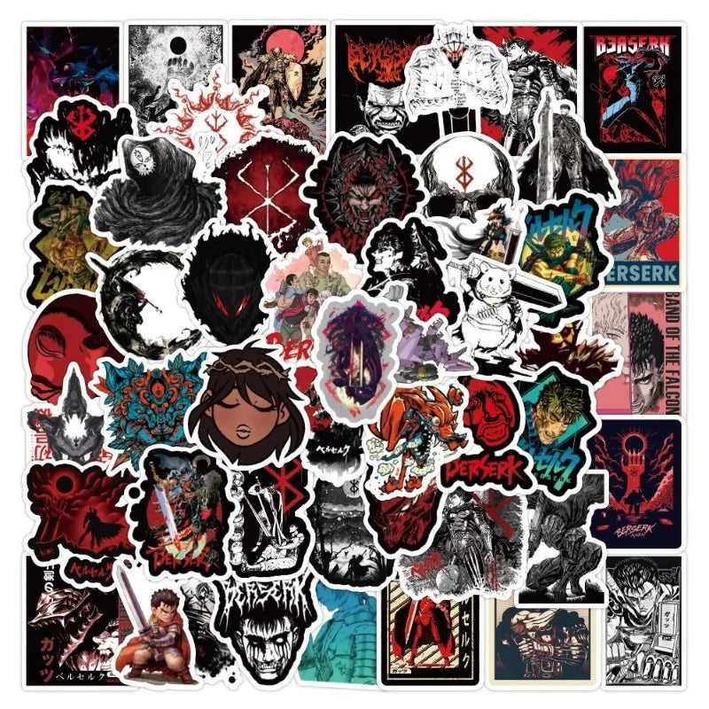 50pcs Berserk Stickers for Laptop, Phone, Car, Scooter, Water Bottle, Suitcase, Refrigerator (Online Order Only)