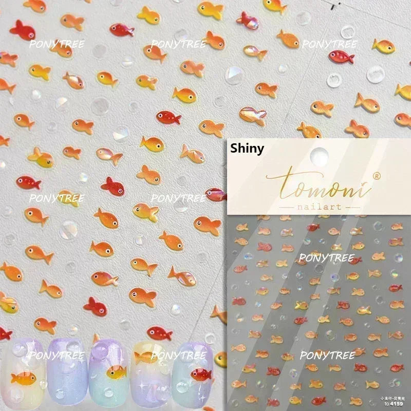Beach Colourful Conch Dolphin Shell Starfish Jellyfish Star Summer Sea Wave Vacation Mode Water Bubble Nail Art Stickers Decals (Online Order Only)