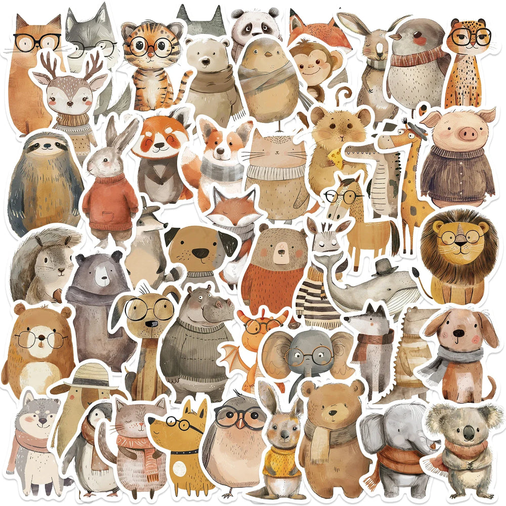 50PCS Funny Cute Animals Stickers For Cup Stationery Guitar Phone Bicycle Laptop Luggage Car Graffiti Kids Toys Cartoon Decals (ONLINE ORDER ONLY)