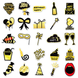 50Pcs Birthday Black Gold Series Cartoon Cute Waterproof Sticker Skateboarding Snowboard Retro Vinyl home decal Sticker (ONLINE ORDER ONLY)