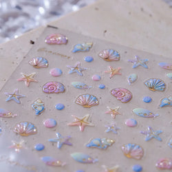 Conch Starfish Shell Beach Fish Star Ocean Colorful Water Bubbles Summer Delicate Self Adhesive Nail Art Stickers Manicure Decal (ONLINE ORDER ONLY)