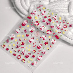 Shiny Attractive Apple Core Peel Cute Fruits Bowknot Tie Star Self Adhesive Nail Art Stickers Charming Rhinestone Manicure Decal (ONLINE ORDER ONLY)