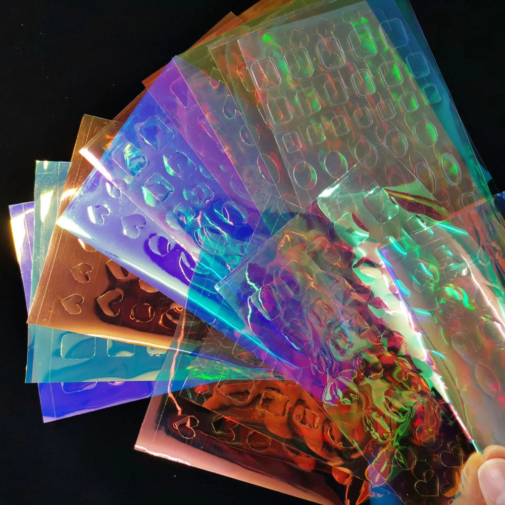10/11/16Pcs Vibrant Aurora Holographic Nail Foils Ice Cube Cellophane Laser Jewelry Candy Nail Stickers Chameleon Manicure Decor (ONLINE ORDER ONLY)
