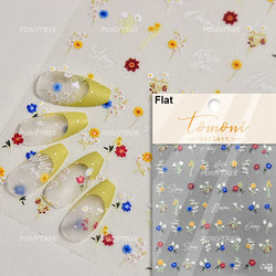 Wild Flower Oil Painting Small Variegated Daisy Peach Blossom Lavender Spring Petal Adhesive Nail Art Stickers Manicure Decals (Online Order Only)
