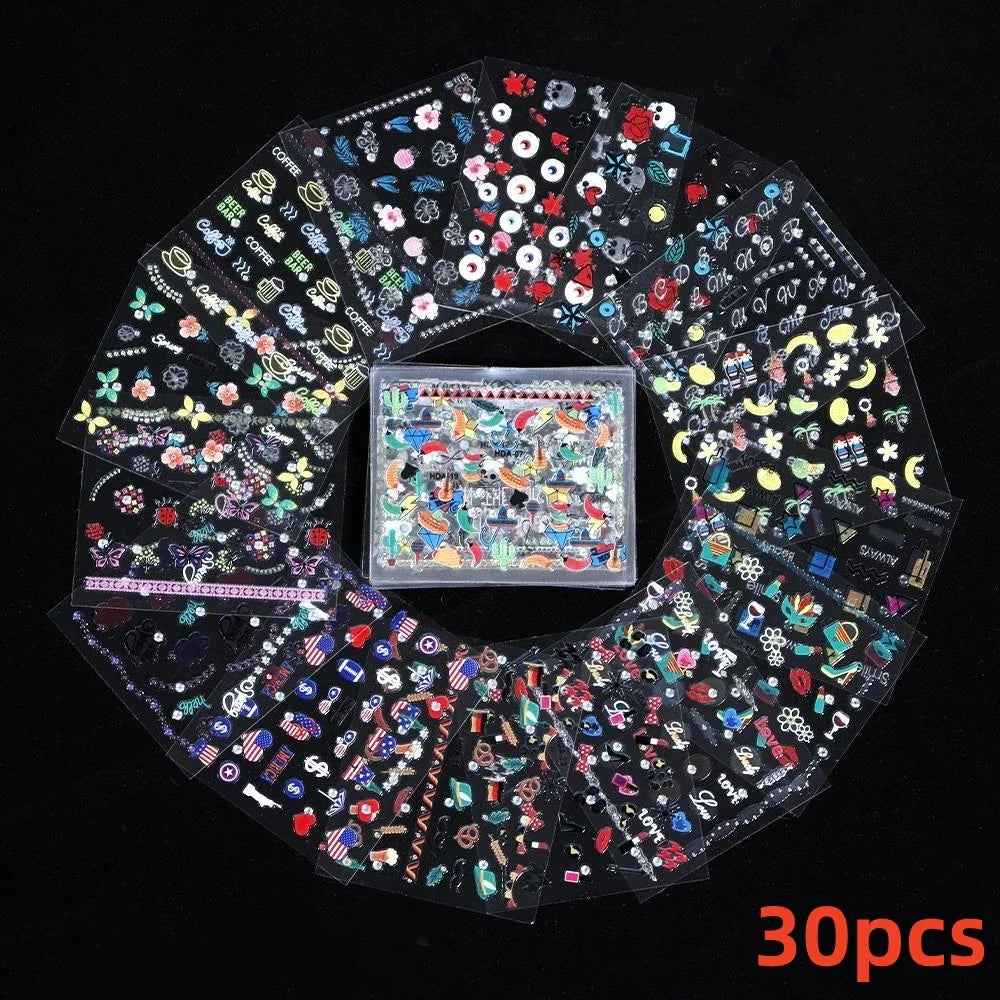 30pcs 3D Daisy Design Nail Art Sticker Set Acrylic Sanding Colorful Floral Decals Self-Adhesive Nail Art Supplies DIY Manicure * (ONLINE ORDER ONLY)
