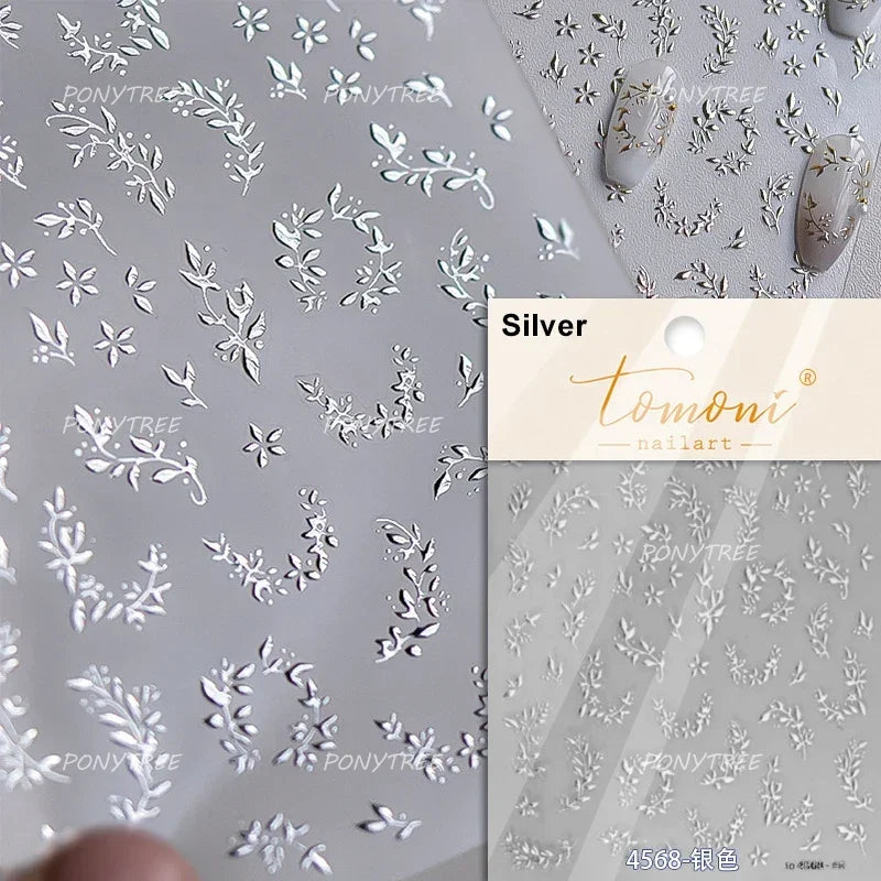 Hot Stamping Purple Line Love Heart Lace Bowknot Chain Branches Star Flower Leaf Butterfly Plant Flower Nail Art Stickers Decals (Online Order Only)