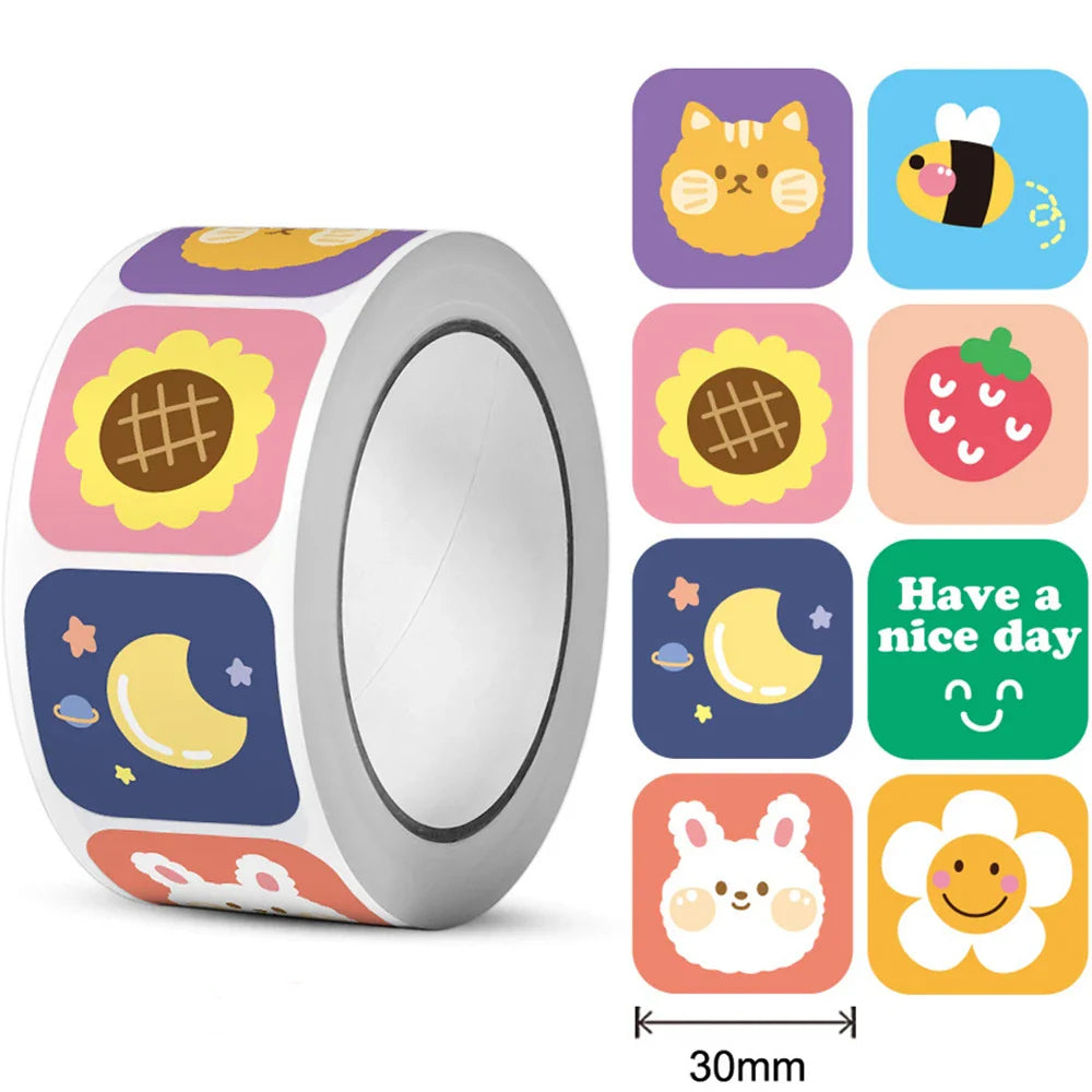 300pcs/Roll Cute Animal Motivational Stickers for Kids Reward & Self-Adhesive Labels for Elementary Students Stationery Stickers (ONLINE ORDER ONLY)