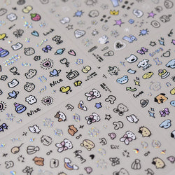 Line Cat Dog Bear Rabbit Chicken Animals Apple Cherry Cake Bowknot Butterfly Balloon Rainbow Nail Art Stickers Manicure Decals (ONLINE ORDER ONLY)