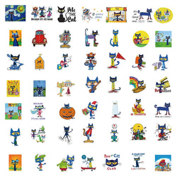50PCS Kawaii Cute Pete The Cat Sticker Funny Cartoon Stickers For Decorative Scrapbook DIY Child Phone Stationery Supply for Kid (ONLINE ORDER ONLY)