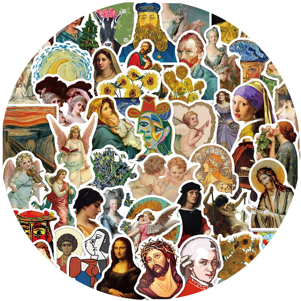 40/50Pcs Van Gogh Artist Oil Painting Style Art Pattern Sticker for Laptop Phone Guitar Suitcase Notebook Motorcycle Car Sticker (ONLINE ORDER ONLY)