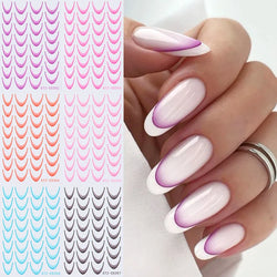 6pcs French Manicure Sticker Gradient Stripe Lines Sliders For Nails Ombre Designs Self-Adhesive Nail Art Decals DIY Decoration (Online Order Only)