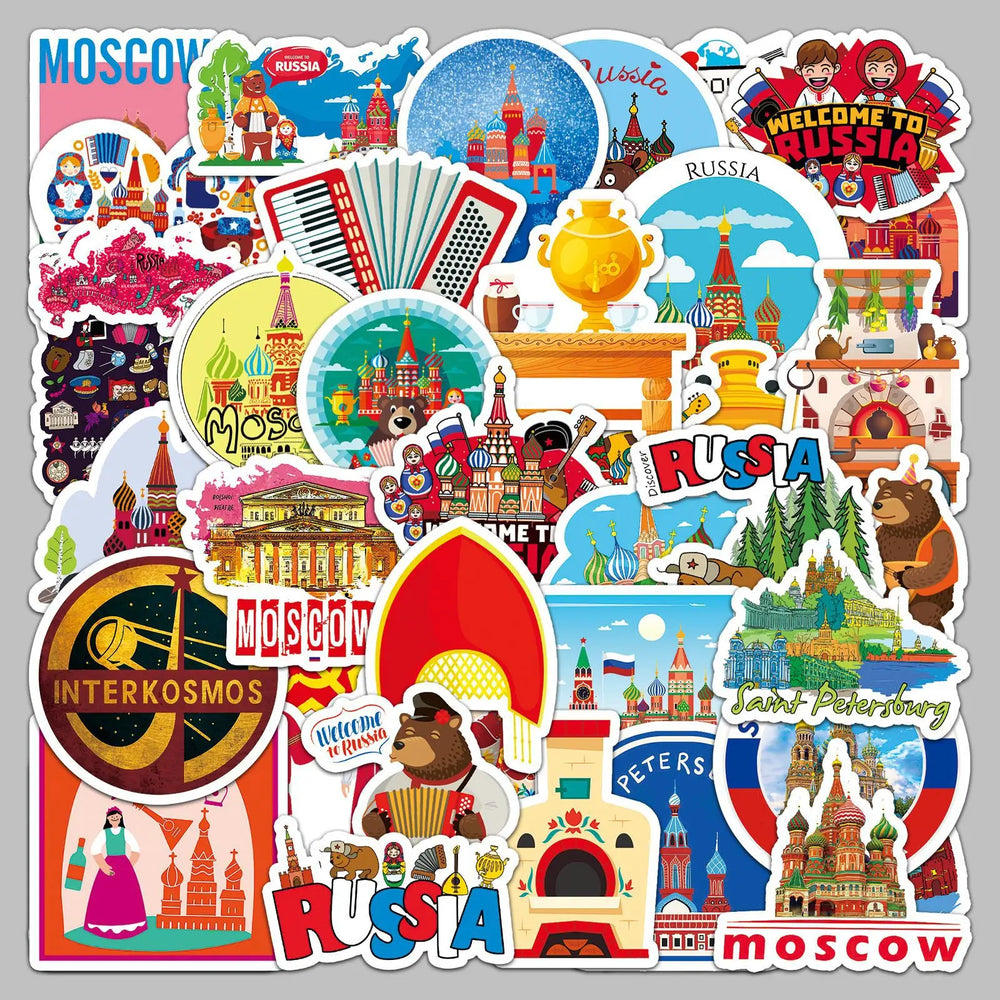50pcs Cartoon Outdoor Travel Graffiti Stickers for Helmet, Wall, DIY Decoration (Online Order Only)