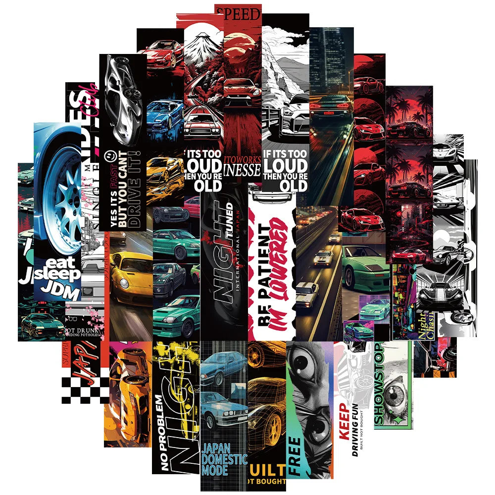 JDM Racing Car Waterproof Stickers Decals for Phone, Luggage, Bike, DIY 10/30PCS (ONLINE ORDER ONLY)