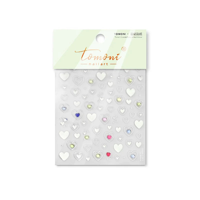 Colored Crystal Star Love Heart Shiny Silver Hollowed Smudging Rainbow Flower Jelly Embossed Nail Art Stickers Manicure Decals (ONLINE ORDER ONLY)