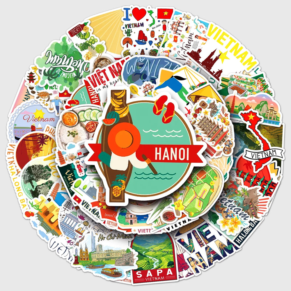 50Pcs City Series Cartoon Waterproof Vinyl Stickers for Skateboard Snowboard (Online Order Only)