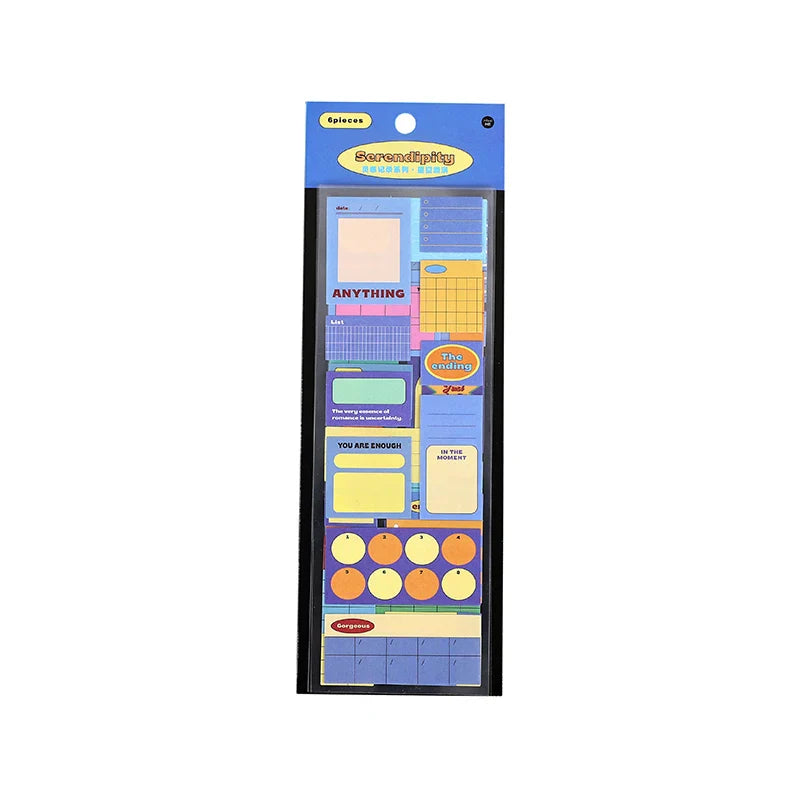 6pcs/lot Inspiration Records Series Writable Sticker Diary Scrapbooking Collage Sticky Note Decoration Sticker Kawaii Stationery (Online Order Only)