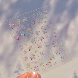 Colorful Fireworks Burst Hot Stamping Process Laser Pink Bright Romantic Self Adhesive Nail Art Stickers Chic Manicure Decals (ONLINE ORDER ONLY)