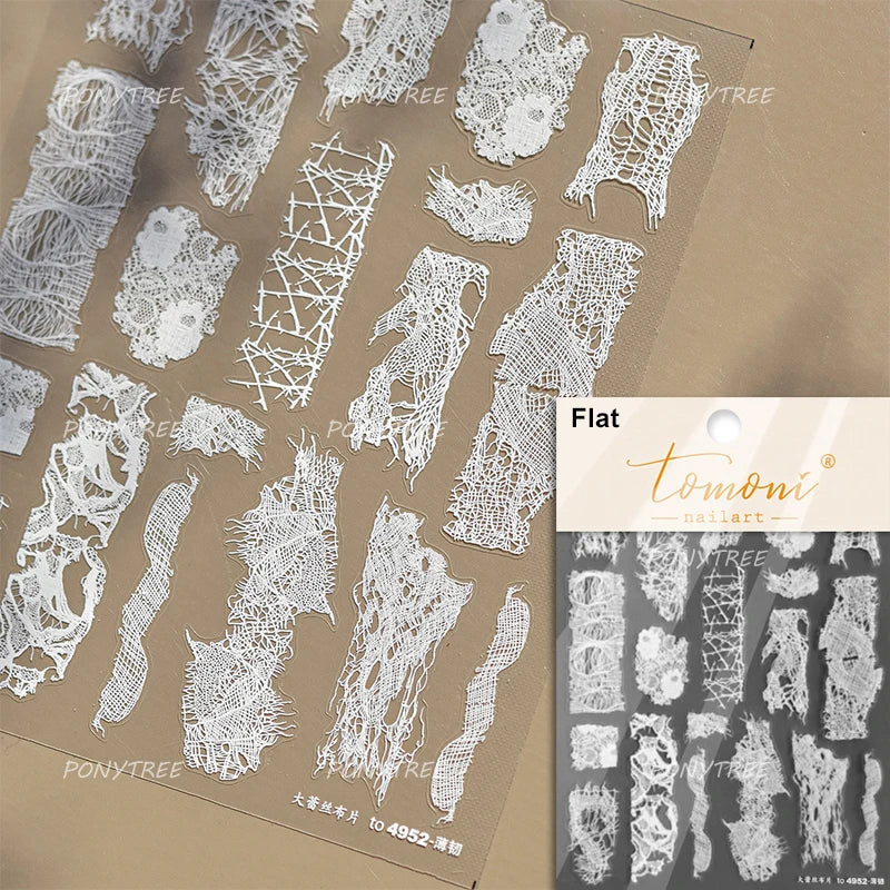 Retro Lace Gird Bowknot Love Heart Flower Leaves Fabric Art Photo Frame Embossed Self Adhesive Nail Art Stickers Manicure Decals (ONLINE ORDER ONLY)