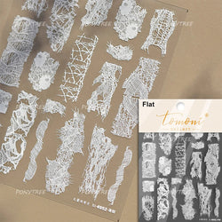 Dreamy Lace Rose Flower Fabric Art Tender Gauze Gird Pearl Pendant Irregular Pattern Nail Art Stickers Decoration Manicure Decal (ONLINE ORDER ONLY)
