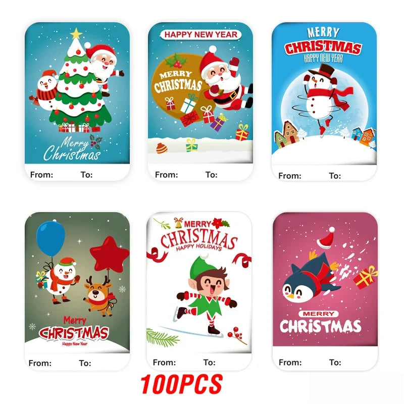 50-250Pcs Christmas Snowman Adhesive Labels Stickers Decoration Paper Scrapbooking Seal Thank You Sticker Stationery Supplies (ONLINE ORDER ONLY)