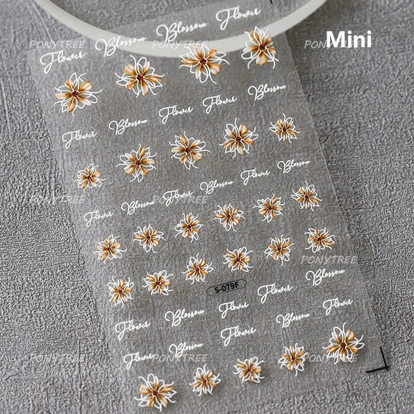 Embossed Shiny Vigor Sunflower Turnsole Vitality Butterfly Daisy Oil Painting Plant 5D Adhesive Nail Art Sticker Manicure Decals (ONLINE ORDER ONLY)