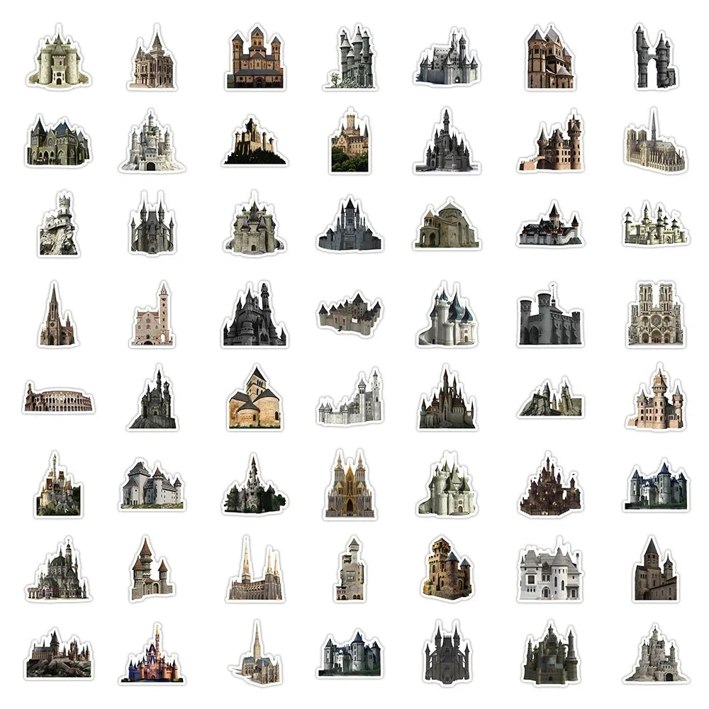 10/60Pcs European Architecture Graffiti Stickers Decals for Kids Toys Laptop Phone Luggage Scrapbook Skateboard Creative Sticker (ONLINE ORDER ONLY)