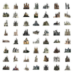 10/60Pcs European Architecture Graffiti Stickers Decals for Kids Toys Laptop Phone Luggage Scrapbook Skateboard Creative Sticker (ONLINE ORDER ONLY)