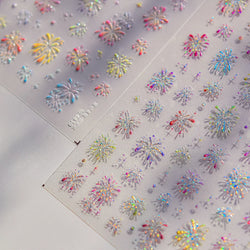 Colorful Fireworks Burst Hot Stamping Process Laser Pink Bright Romantic Self Adhesive Nail Art Stickers Chic Manicure Decals (ONLINE ORDER ONLY)