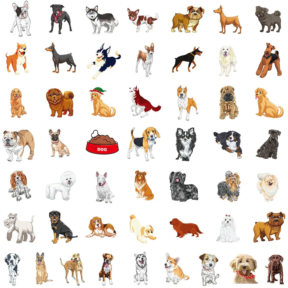 10/30/50PCS Cute Cartoon Anima Dogs Stickers For Kids Waterproof Laptop Fridge Phone Bike Car Notebook Suitcase Wall Decals Toys (Online Order Only)