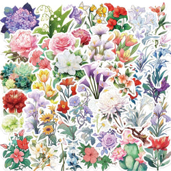 50pcs Plant Flower Stickers Aesthetic Ins Decals Kids Toy DIY Notebook Bike Phone Luggage Car Waterproof Decoration Sticker (Online Order Only)