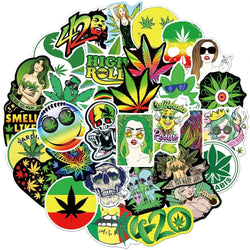 10/30/50PCS Funny Characters Leaves Weed Smoking Stickers Kid Toy PVC Waterproof Decals DIY Suitcase Motorcycle Bike Car Sticker (Online Order Only)
