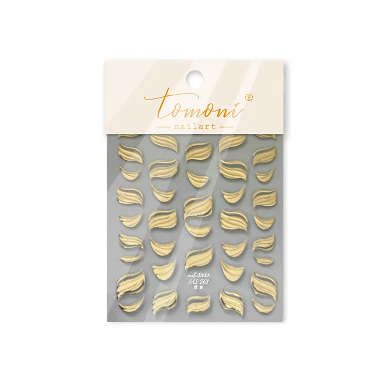 Golden Ink Brush Hot Stamping Irregular Lines Texture Sensation Moon Advanced Feeling Adhesive Nail Art Sticker Manicure Decals (Online Order Only)