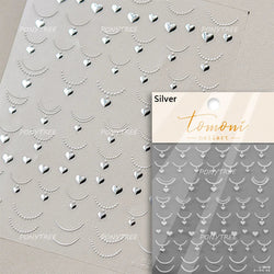 Black Silver Gold Dark Rococo Line Bowknot Wing Key Love Lock Star Tassel Pendant Heart Adhesive Nail Art Sticker Manicure Decal (ONLINE ORDER ONLY)