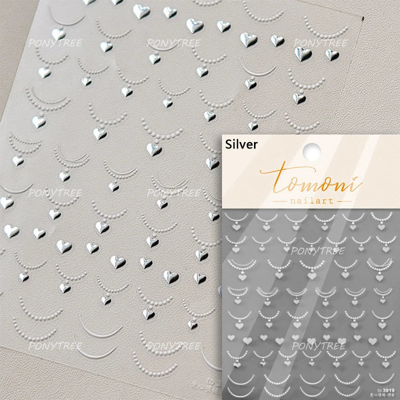 Mini Love Heart Arc Curved Line French Style Minimalist Colourful Self-adhesive Nail Art Decorations Stickers Manicure Decals (Online Order Only)