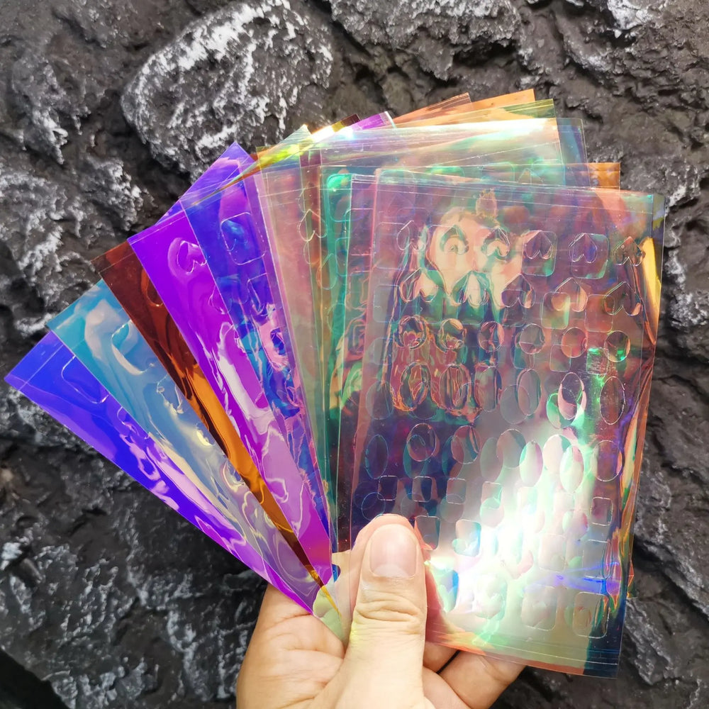 10/11/16Pcs Vibrant Aurora Holographic Nail Foils Ice Cube Cellophane Laser Jewelry Candy Nail Stickers Chameleon Manicure Decor (ONLINE ORDER ONLY)