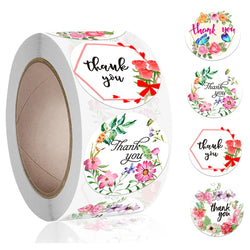 500pcs/roll Thank You Stickers Flower Pattern Party Wedding Decoration Gift Envelope Seal Labels Scrapbooking Stickers (ONLINE ORDER ONLY)