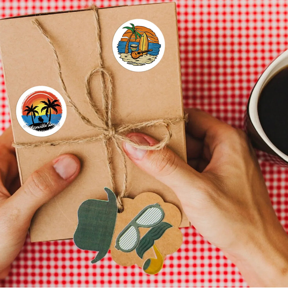 500pcs Summer Cartoon Beaches and Mushrooms Sticker Roll (Online Order Only)