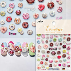 Chic Cute Cheese Ice Cream Pudding Bowknot Strawberry Muffin Stars Cake Embossed Heart Adhesive Nail Art Sticker Manicure Decals (ONLINE ORDER ONLY)