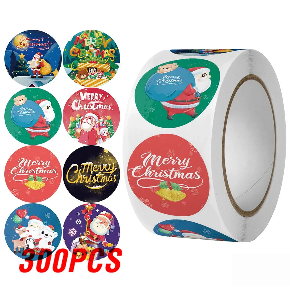 100-500Pcs Merry Christmas Stickers Xmas Envelope Seal Stickers for Christmas Decoration, Wedding Party, Holiday Gift Package (ONLINE ORDER ONLY)
