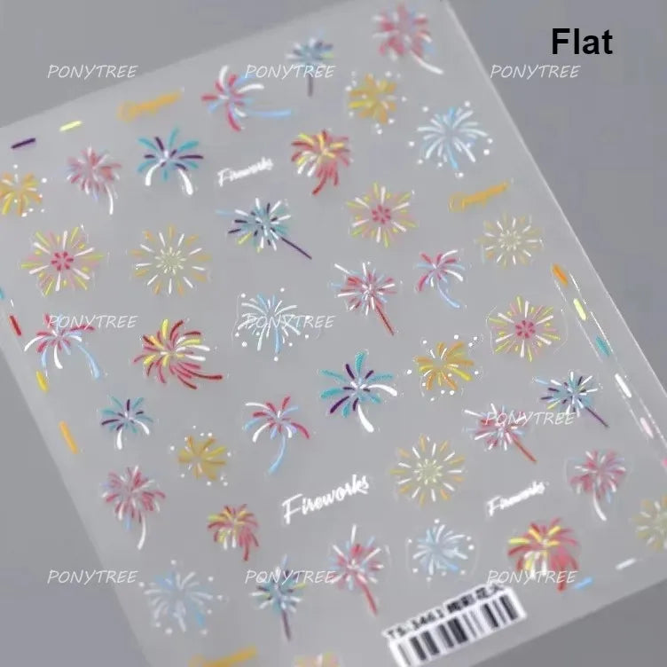 Colorful Fireworks Blooming Castle Romantic Brilliant Sky Self Adhesive Nail Art Stickers Star Shiny Rhinestone Manicure Decals (Online Order Only)
