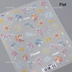Colorful Fireworks Blooming Castle Romantic Brilliant Sky Self Adhesive Nail Art Stickers Star Shiny Rhinestone Manicure Decals (Online Order Only)