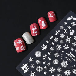 Winter Xmas 3D Nail Sticker Snowflake Flower Winter Decals Nail Stickers Cartoon Bird Santa Penguin Elk Slider New Year Manicure (ONLINE ORDER ONLY)