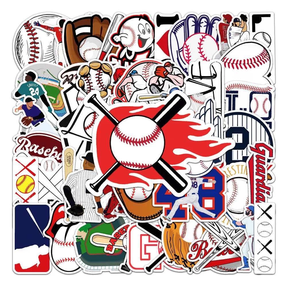 10/50PCS Creative Cartoon Sports Baseball Stickers Notebook Luggage Hand Account Decoration Graffiti Waterproof Stickers (ONLINE ORDER ONLY)