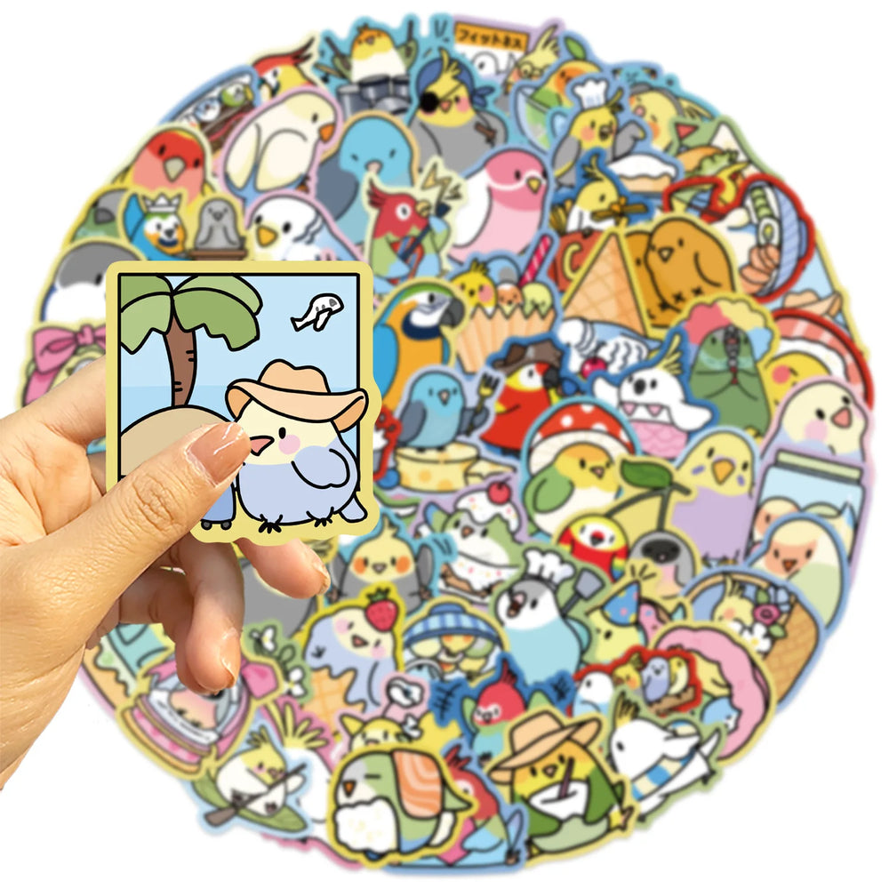 10/30/70PCS Parrot Cartoon Stickers Cute Parrot Decals Animal Graffiti Kids Toys Fridge Luggage Laptop Phone Guitar Bike Sticker (ONLINE ORDER ONLY)