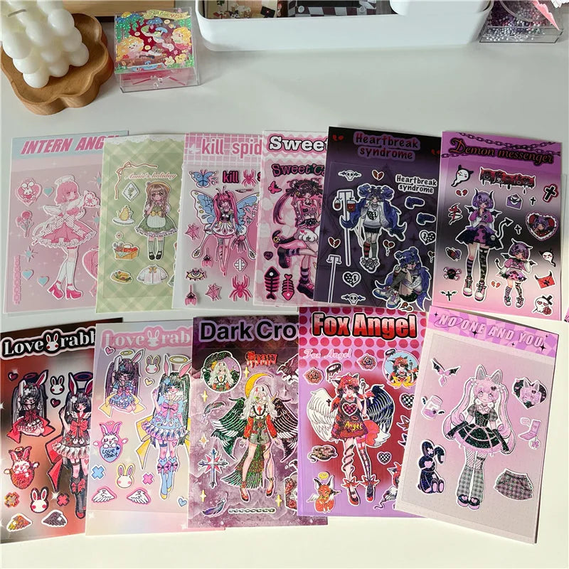 Korean ins Devil Angel Girl Stickers Diary Scrapbooking DIY Album Decoration Sticker Aesthetic Personalized Kawaii Stationery (ONLINE ORDER ONLY)