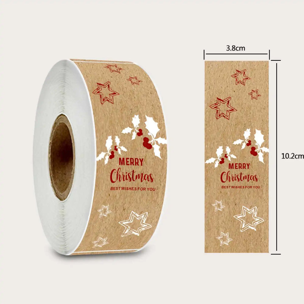 150pcs/roll Merry Christmas Stickers Kraft paper Christmas Gift Packaging Labels for Envelopes Cards Wrapping baking Decoration (ONLINE ORDER ONLY)