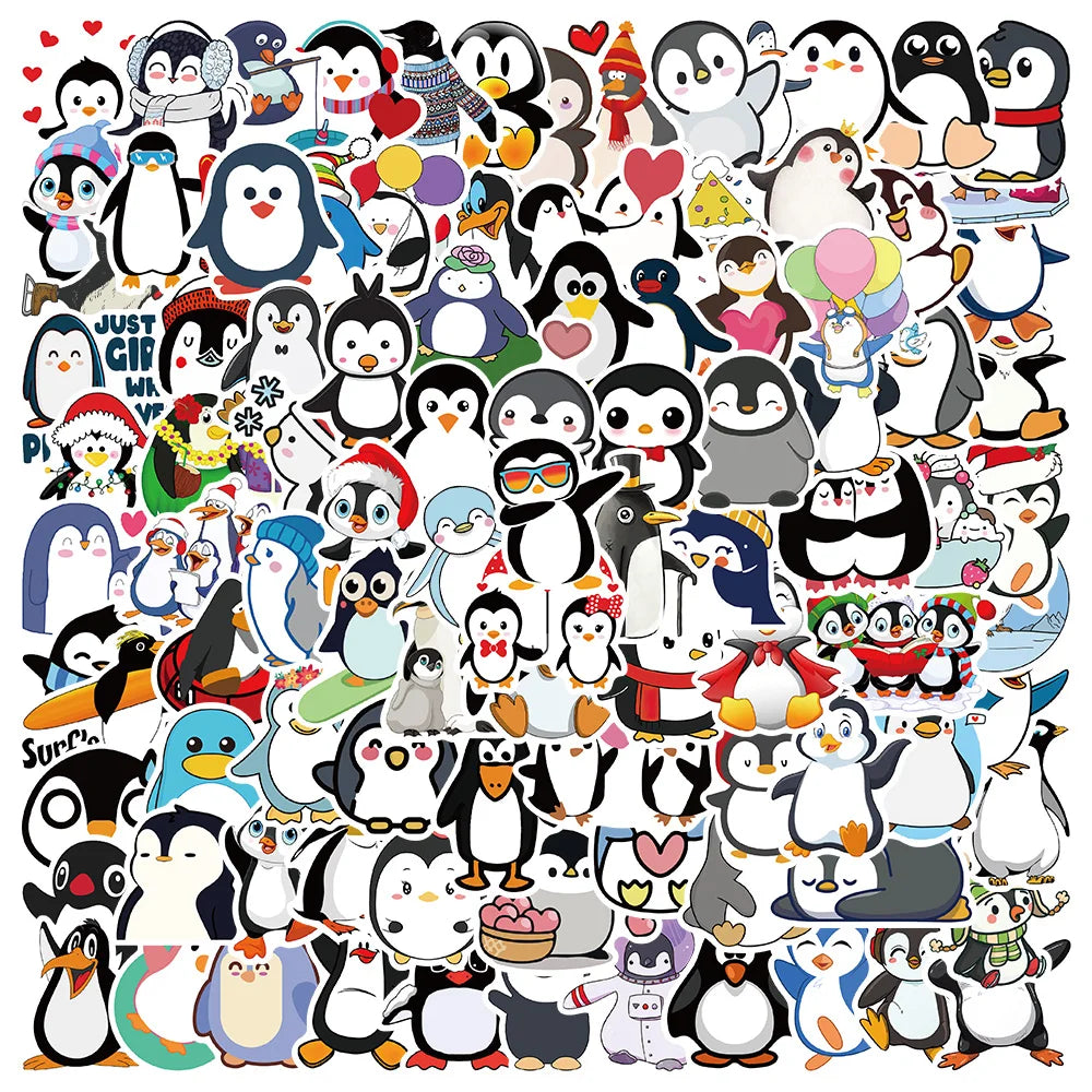 50/100pcs Cute Cartoon Animals Penguin Stickers Kids Toy Waterproof Graffiti For Laptop Water Bottle Phone Bicycle Car Decals (ONLINE ORDER ONLY)